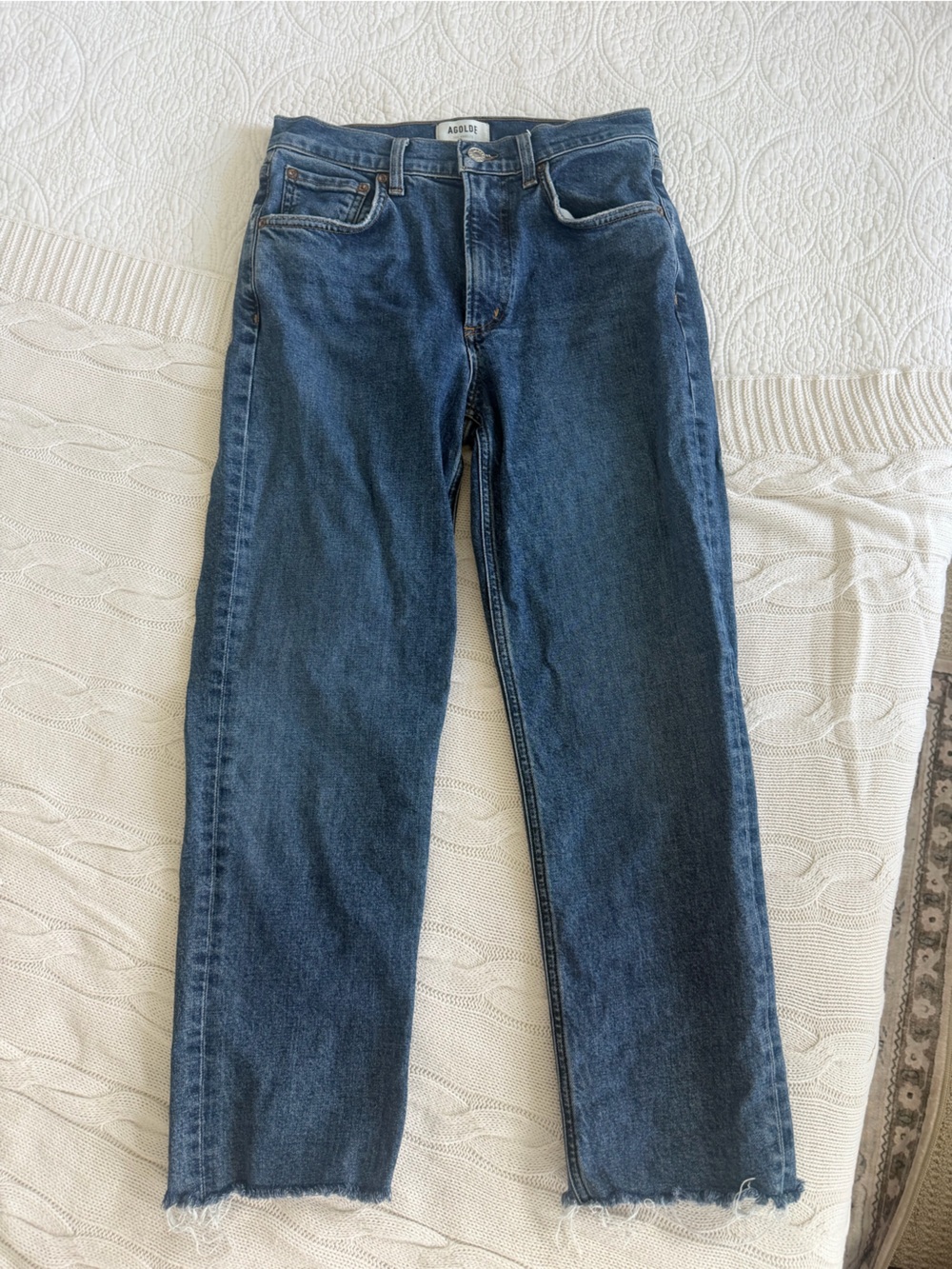 Agolde Kye stretch denim 25 mid rise straight crop Jeans